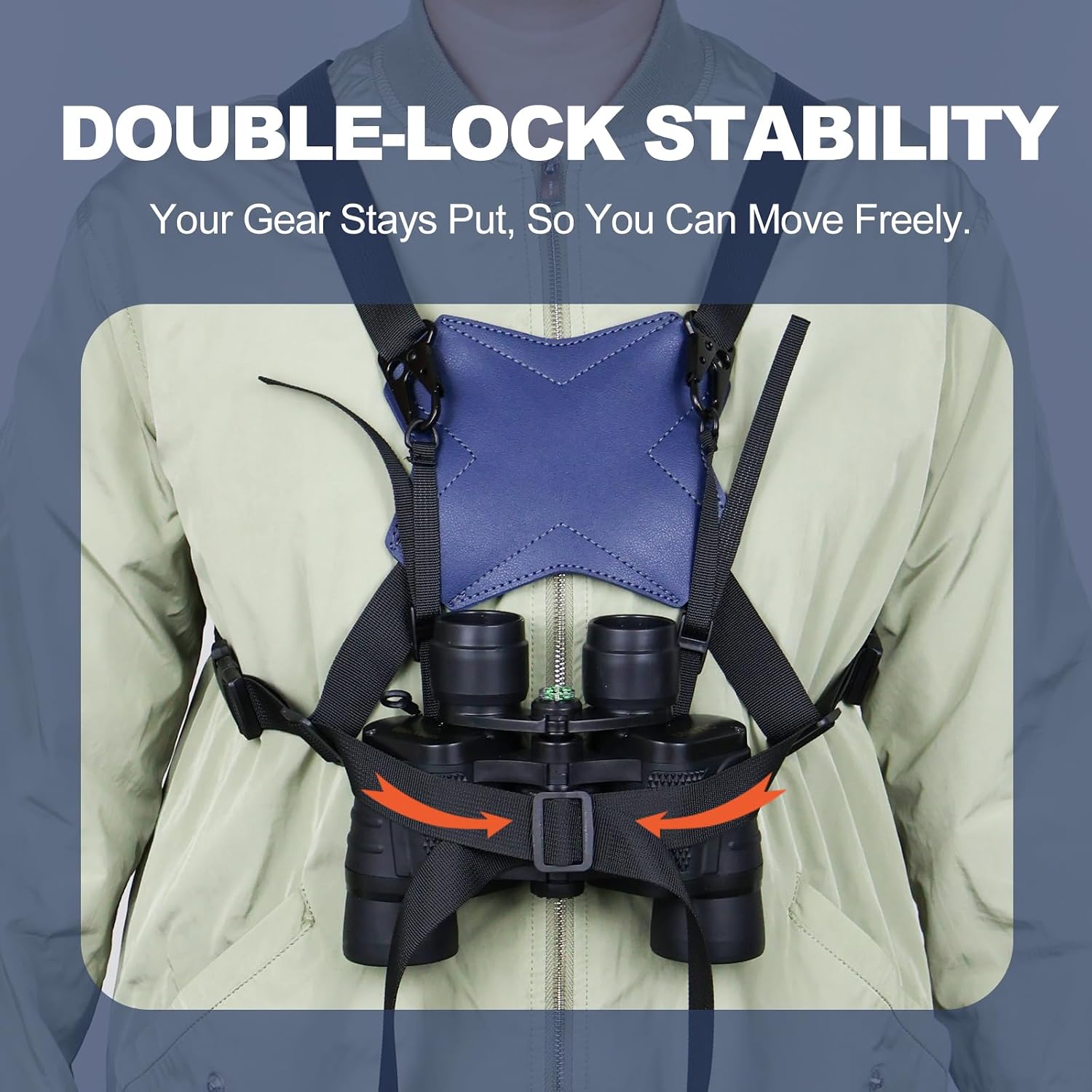 Binocular Harness Strap, New Double-Sided Leather X-shaped Design Adjustable for Hunting, Hiking & Birding, Binocular Harness Fits for Carrying, Cameras, Rangefinders and More