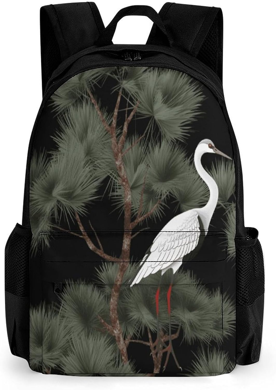 Japanese Crane & Pine Backpack Daypack Travel Backpack | Lightweight Casual Laptop Backpack for Women Men Aesthetic Travel Bag for Weekender Business Hiking Outdoor