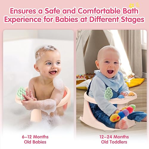 Miniatura 5 de Asiento de baño para bebés de 6 meses en adelante, asientos de baño antideslizantes para bebés sentados, asiento de bañera con ventosas, silla de