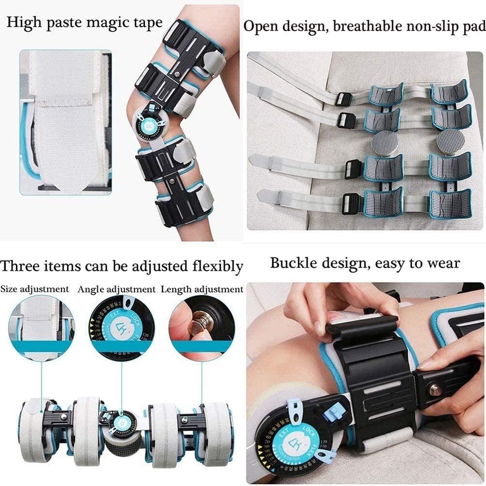 Rodillera con Bisagras ROM Ajustable, Universal con Bisagras Rodillera Telescópica ROM Ortesis De Rodilla Soporte Posoperatorio para Lesiones para ACL, PCL, MCL O LCL