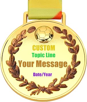 Custom Medals for Awards Text Message, Customized Medals Bulk with Neck Ribbon Gold Winner Medal Awards for Sports School Events Gifts