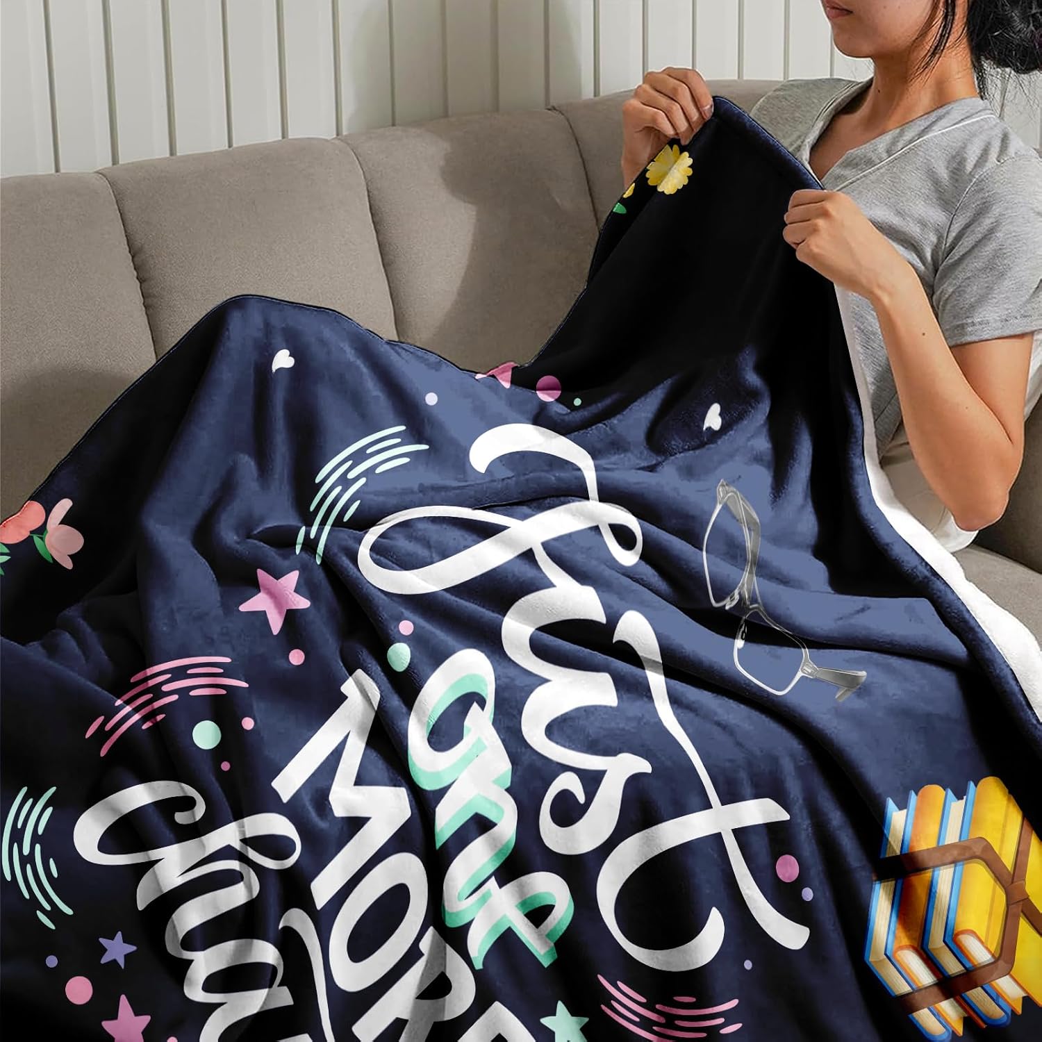 Reading Blanket Gift for Book Lovers - Cozy 50'' x 60'' Throw, Bookish Decor for Couch and Bed, Perfect Birthday for Readers and Bibliophiles, Book Club - Image 2