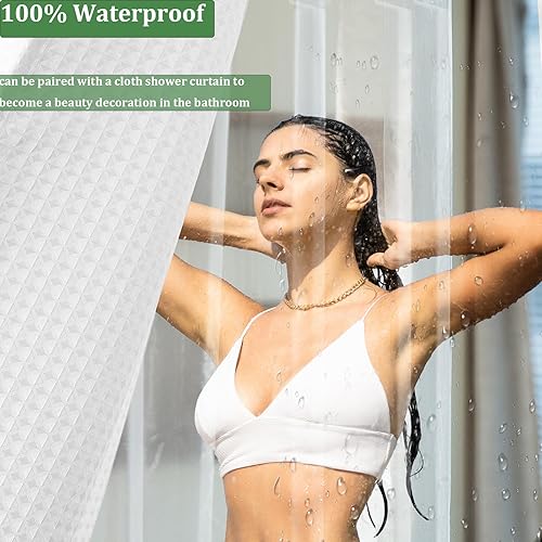 Miniatura 4 de Forro de cortina de ducha de plástico extra ancho de 84 x 72 pulgadas con 6 imanes, forro de ducha ancho transparente resistente para baño,