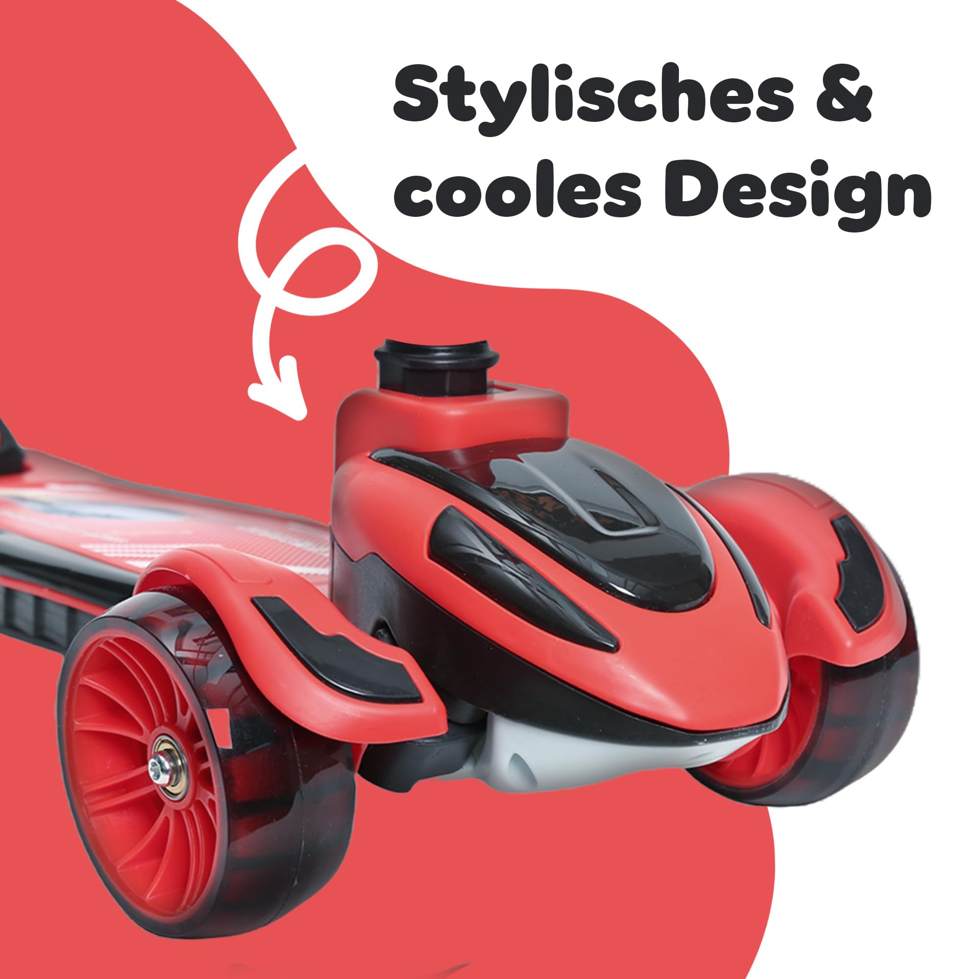 Habib Gruppe Train Scooter - Monopattino a 3 ruote, pieghevole, con 4 livelli di altezza, per ragazzi e ragazze, 3-8 anni (4 colori)