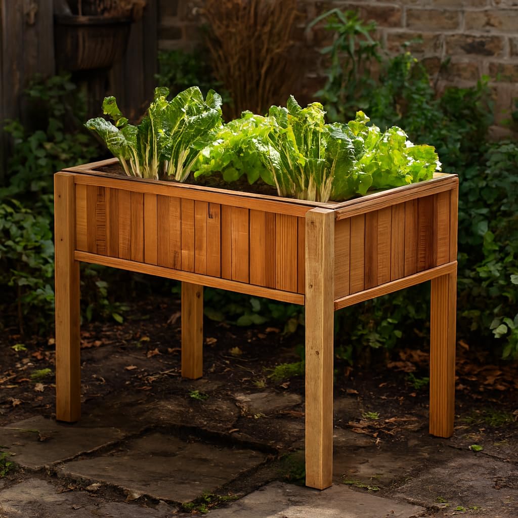 Mesa de Cultivo 102X52X74 cm. Huerto Urbano Vintage con Maderas recicladas y Estilo único.VIDAHUERTO