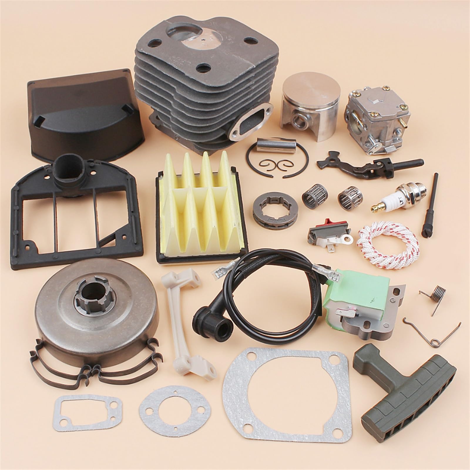 Kit de filtro aire tambor embrague bobina encendido carburador cilindro, for Husqvarna, piezas Motor motosierra 268 272 XP 272XP 50MM Kit de embrague