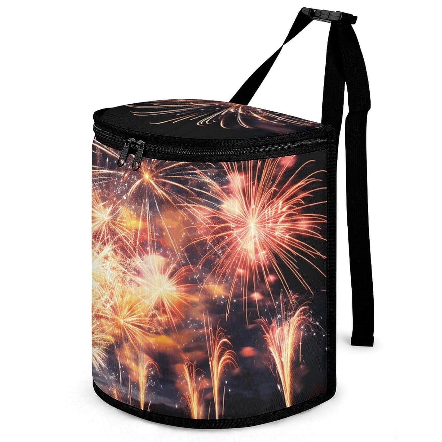 Hanging Car Trash Bag Beautiful Fireworks Printed Car Garbage Storage Bag Leakproof Car Trash Can Portable Garbage Storage Bags