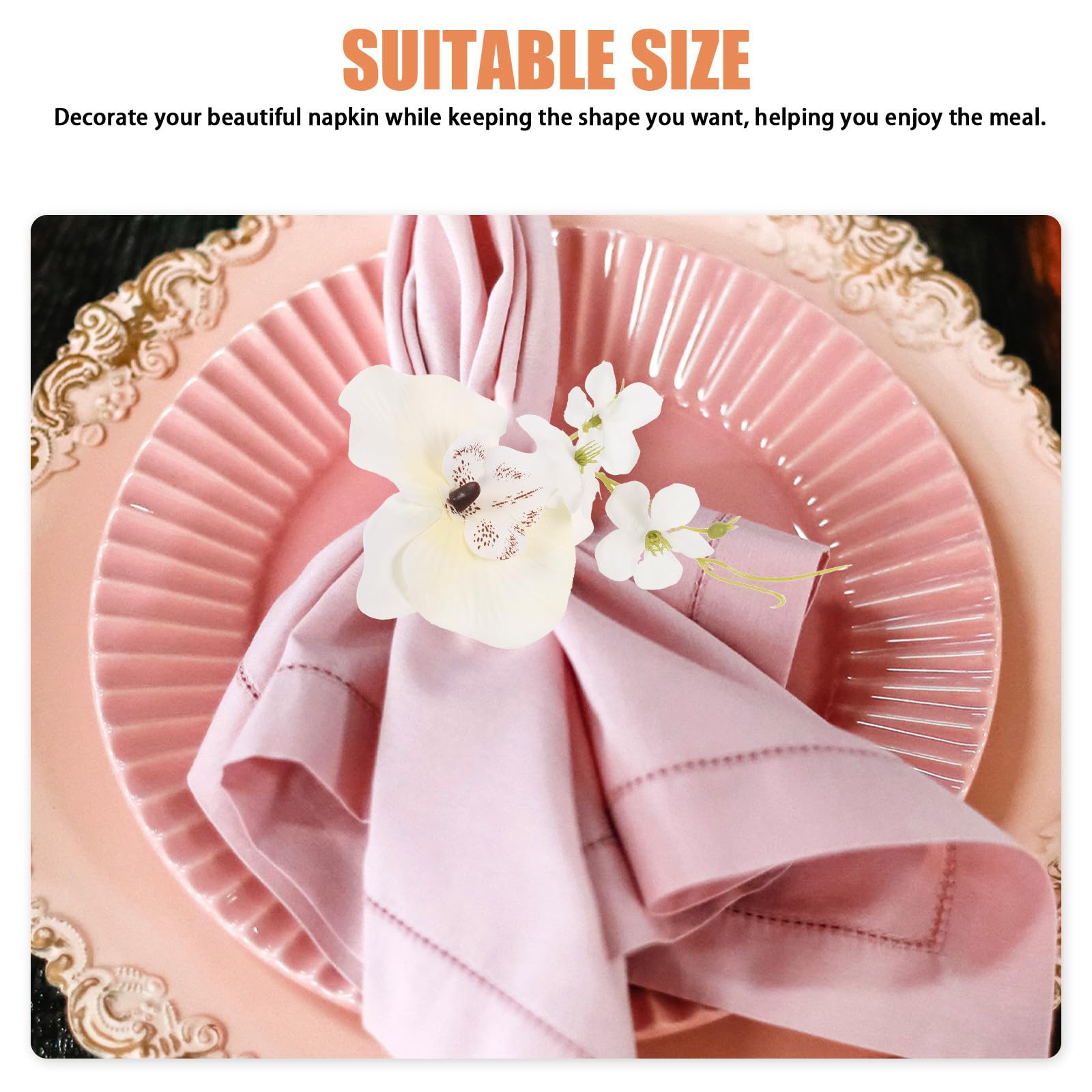 Ronds de Serviette à Fleurs Artificielles, Style Élégant, Lot 4 Pièces