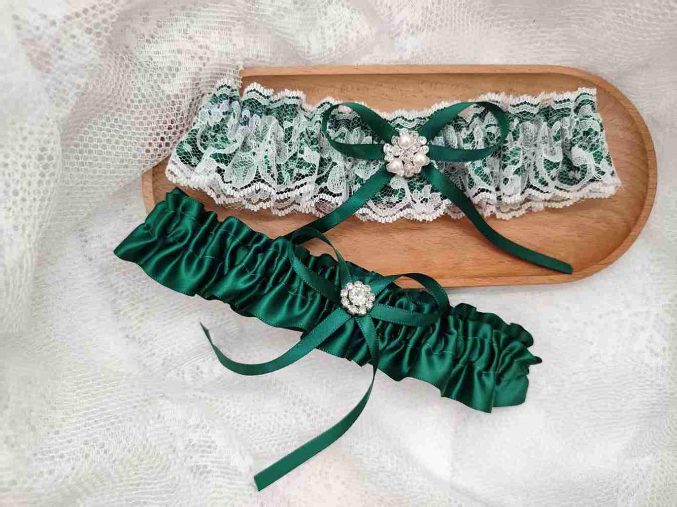 Satin Bridal Garter Set,Lace Rhinestone Pearl,Bride to Be Leg Accessory, Bridal Shower Outfit, Engagement Gift