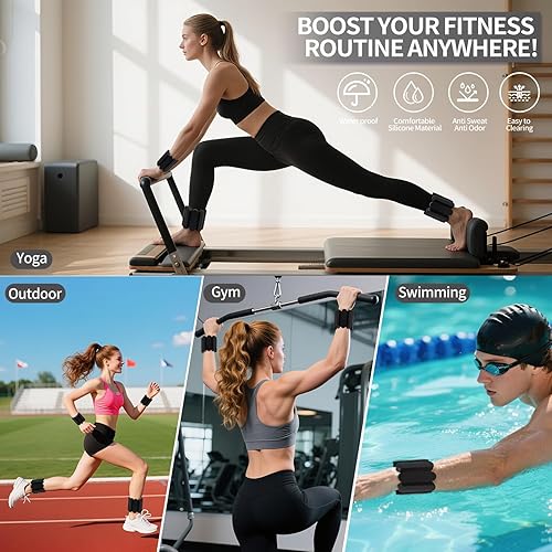 Miniatura 3 de Pesas de muñeca Pesas ajustables para tobillo y muñeca para mujeres y hombres Juego de pulseras con peso de 2 libras (1 libra cada una) Pesas