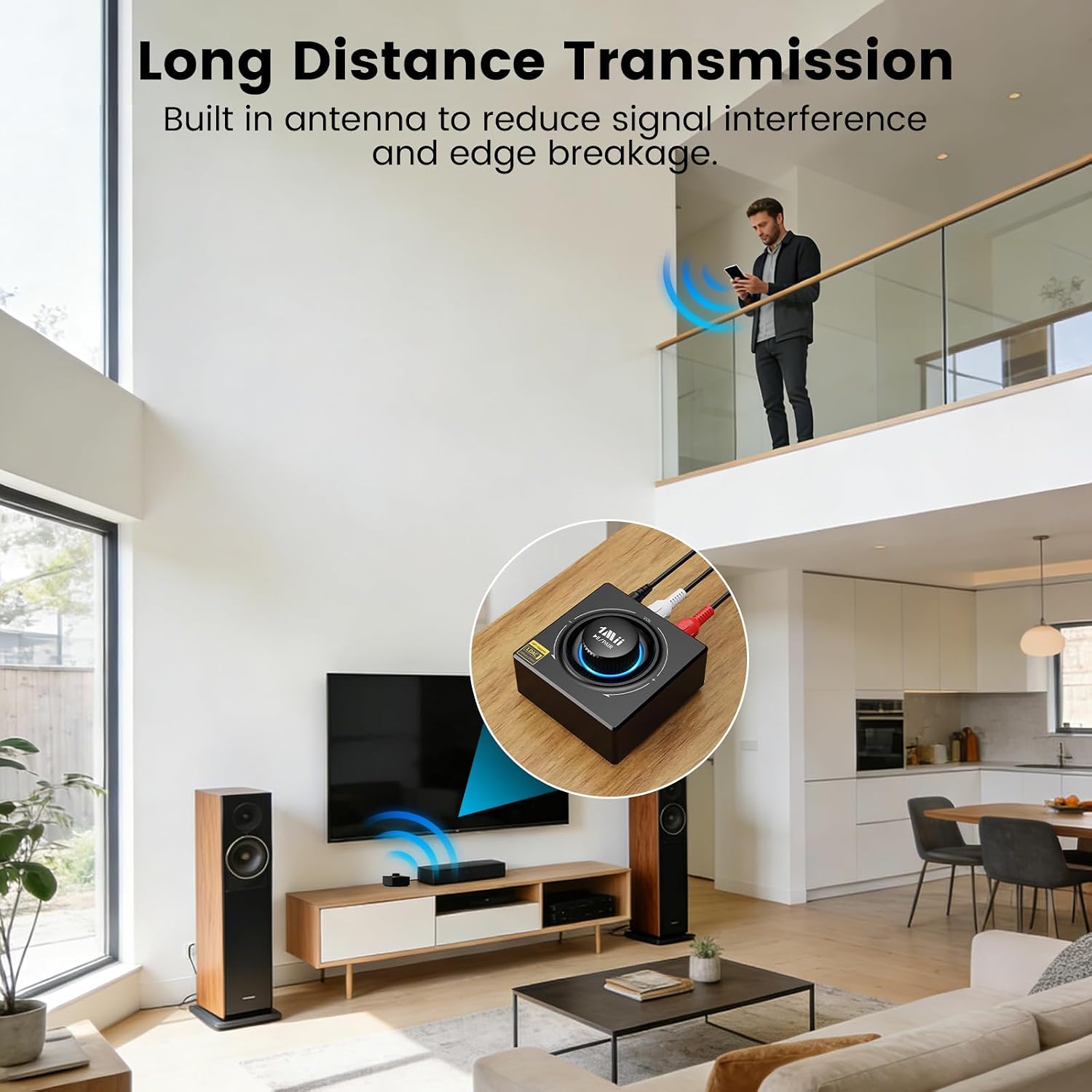 1Mii B06T3+ Bluetooth Receiver with LDAC, Hi-Res Wireless Audio Adapter with aptX Low Latency & HD, Knob Control, RCA/AUX Jack, for Old Stereo/Wired Speakers/Home Audio Music Streaming Stereo System | Hi-Res Wireless Audio Adapter with aptX Low Latency & HD, Knob Control, RCA/3.5mm AUX for Music Streaming