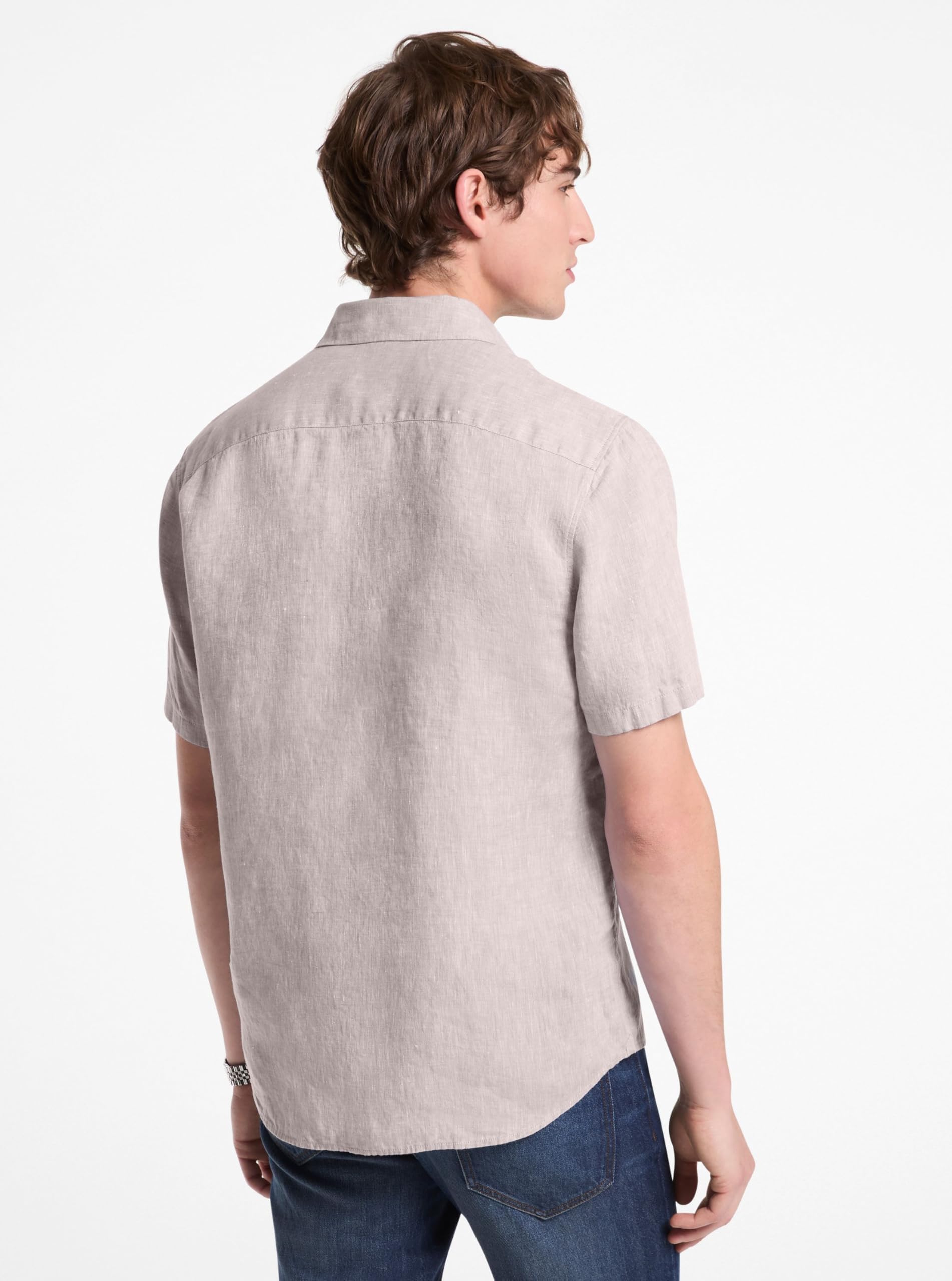 Michael Kors Short Sleeve Linen Shirt Camisa de Lino de Manga Corta Hombre (Pack de 1)