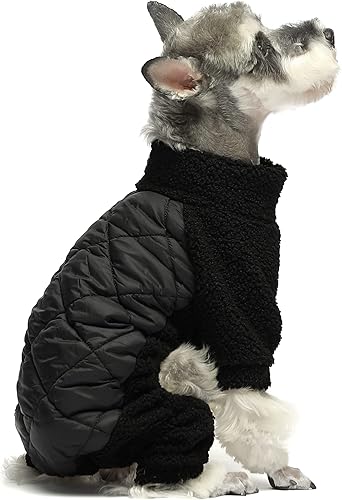 Fitwarm Pijama acolchado con rombos para perros, ropa de cuello alto para perros pequeños, hembras y niños, mameluco para mascotas con pies, atuendo