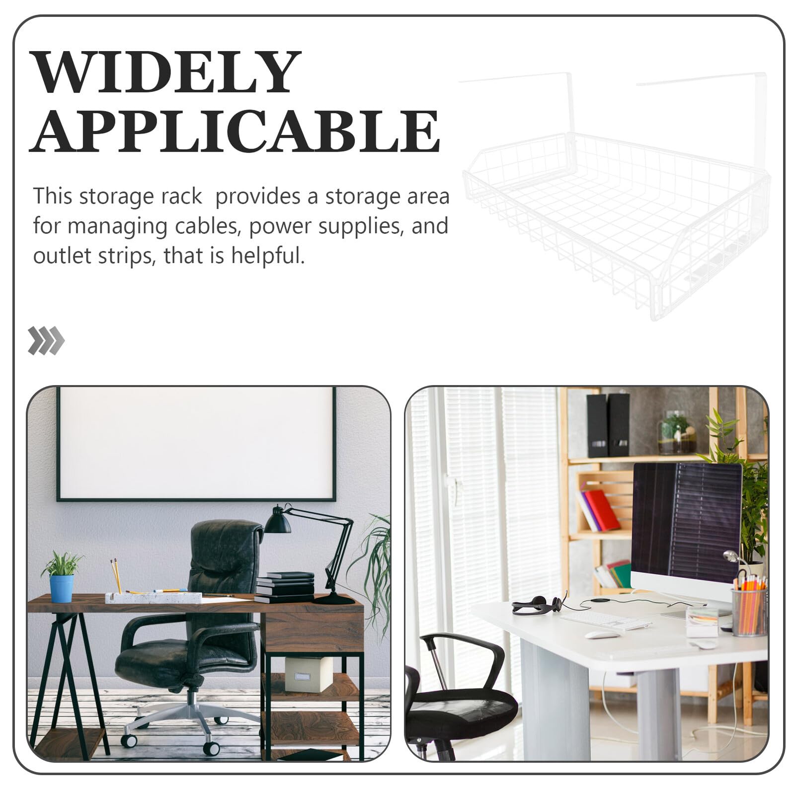 Homoyoyo Organisateur Câbles sous Bureau Blanc Grand Format Rangement sans Perçage pour Gestion Filaire Support Robuste et Facile à Installer pour Bureau et Salle de Réunion