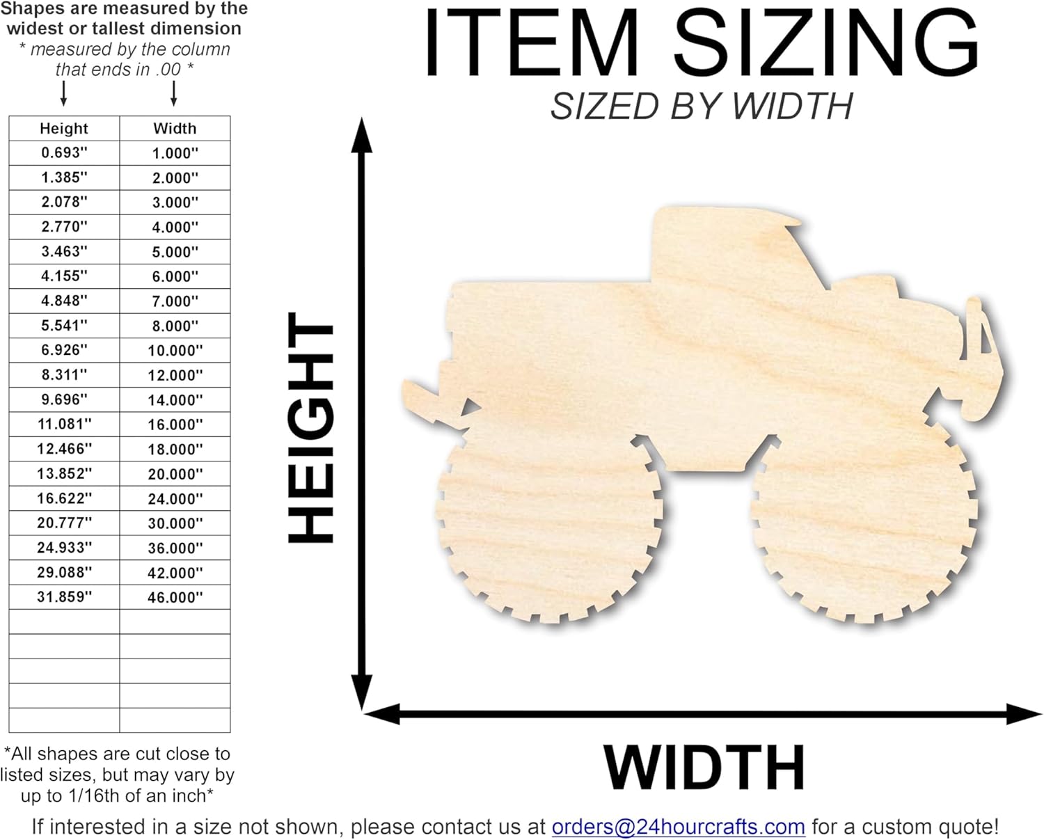 Unfinished Monster Truck Shape | DIY Craft Cutout | up to 46" DIY 14" / 3/4"