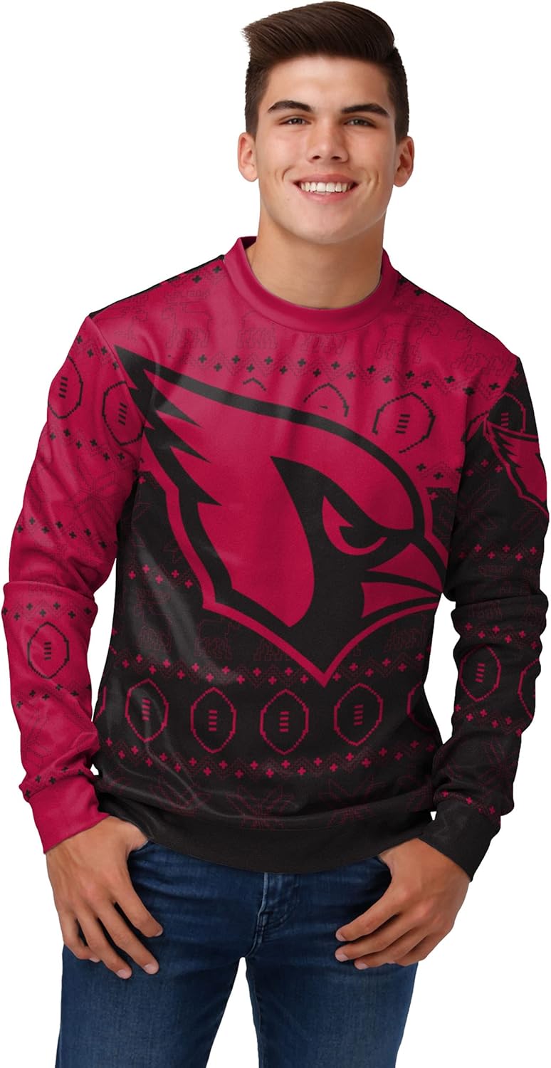 FOCO Men's NFL Printed Primary Logo Lightweight Holiday Sweater