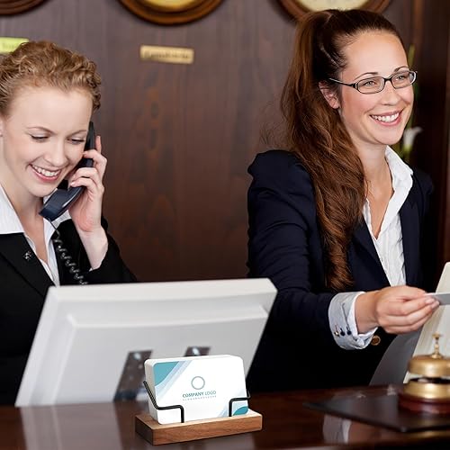 Miniatura 5 de Amyhill 2 piezas de madera para tarjetas de visita para escritorio, soporte de exhibición de tarjetas de visita de madera, soporte para postales