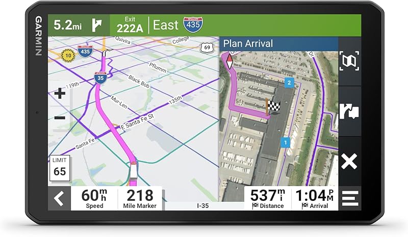 Garmin Dezl OTR810, Large 8" GPS Navigator, Custom Truck Routing, High-Res Birdseye Satellite Imagery, Truck & Trailer Services Directory, Black (Renewed)