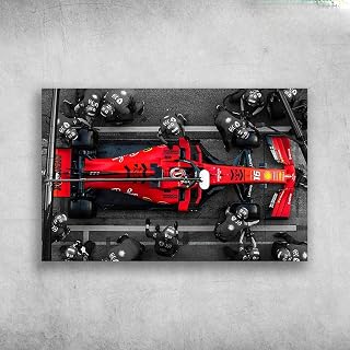 Birthday Gifts Decorative Wall Murals Lifestyle Charles Leclerc F1 Formula 1 Ferrari Sf90 Pit Stop F1 2019 Family Friend Gift Unisex, Awesome Decor Bedroom, Living Room Print