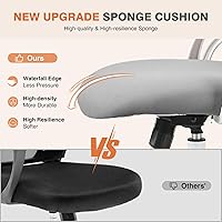 Vista 5 de Sweetcrispy Home Office Managerial Executive Chair, High-Back Mesh with Adjustable Headrest, Flip-up Armrest Comfortable Lumbar Support, Comfy Arms