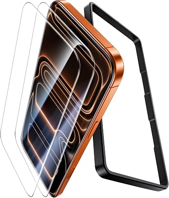 2 Pack Screen Protector for iPhone 17 Pro Max Case, [Military Grade Shatterproof & 9H Hardness] [Ultra HD Clear & Anti-Scratch Full Coverage] Tempered Glass for iPhone 17 Pro Max 6.9", Clear