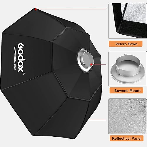Miniatura 6 de Godox Octagon Softbox 37" 37.4 in Bowens Mount para Monolight Photo Studio Strobe Iluminación
