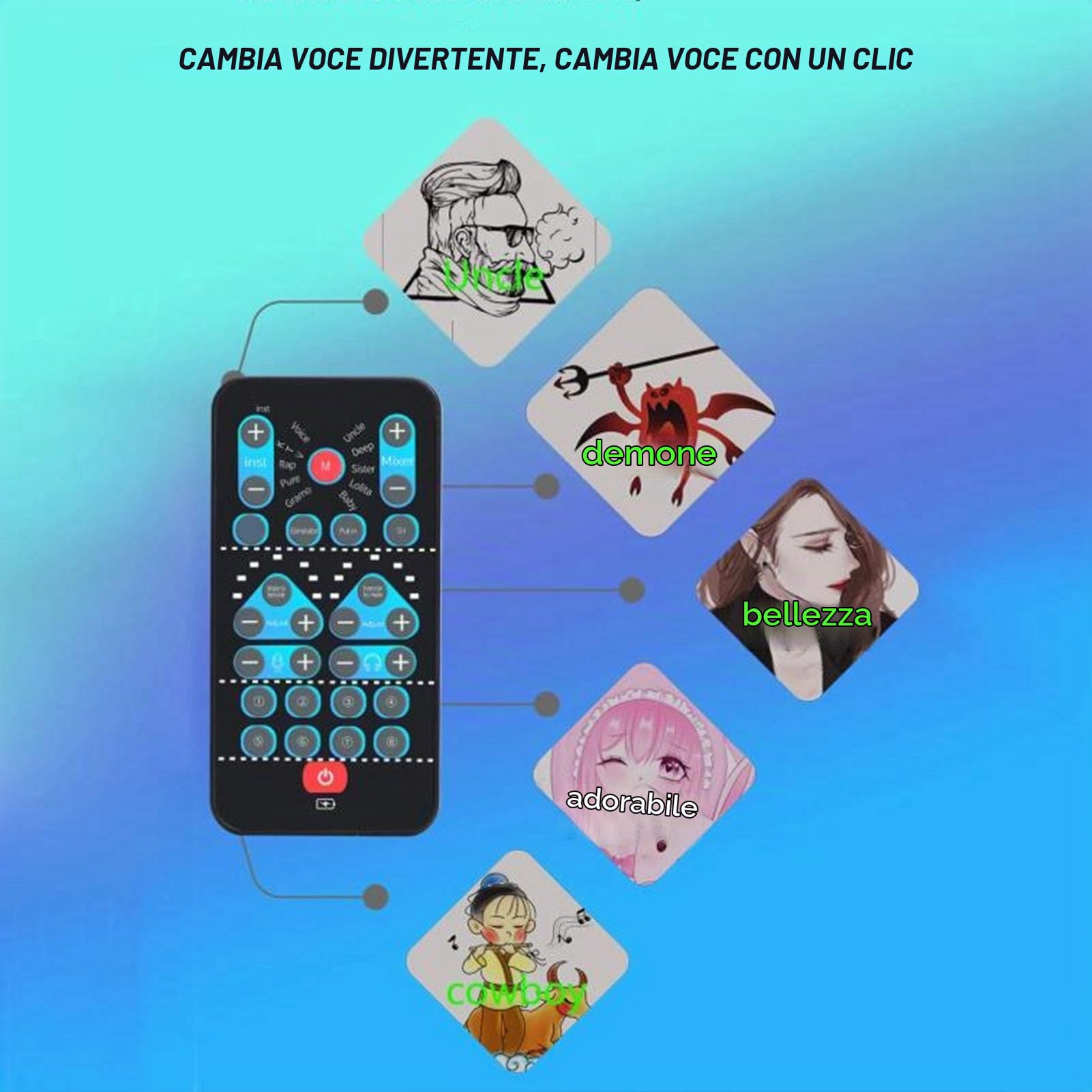 Cambia Voce Portatile, Modulatore di Travestimento Sonoro Portatile con 8 Effetti Sonori, 10 modalità, Travestimento Vocale Multifunzionale per Giochi con Tablet