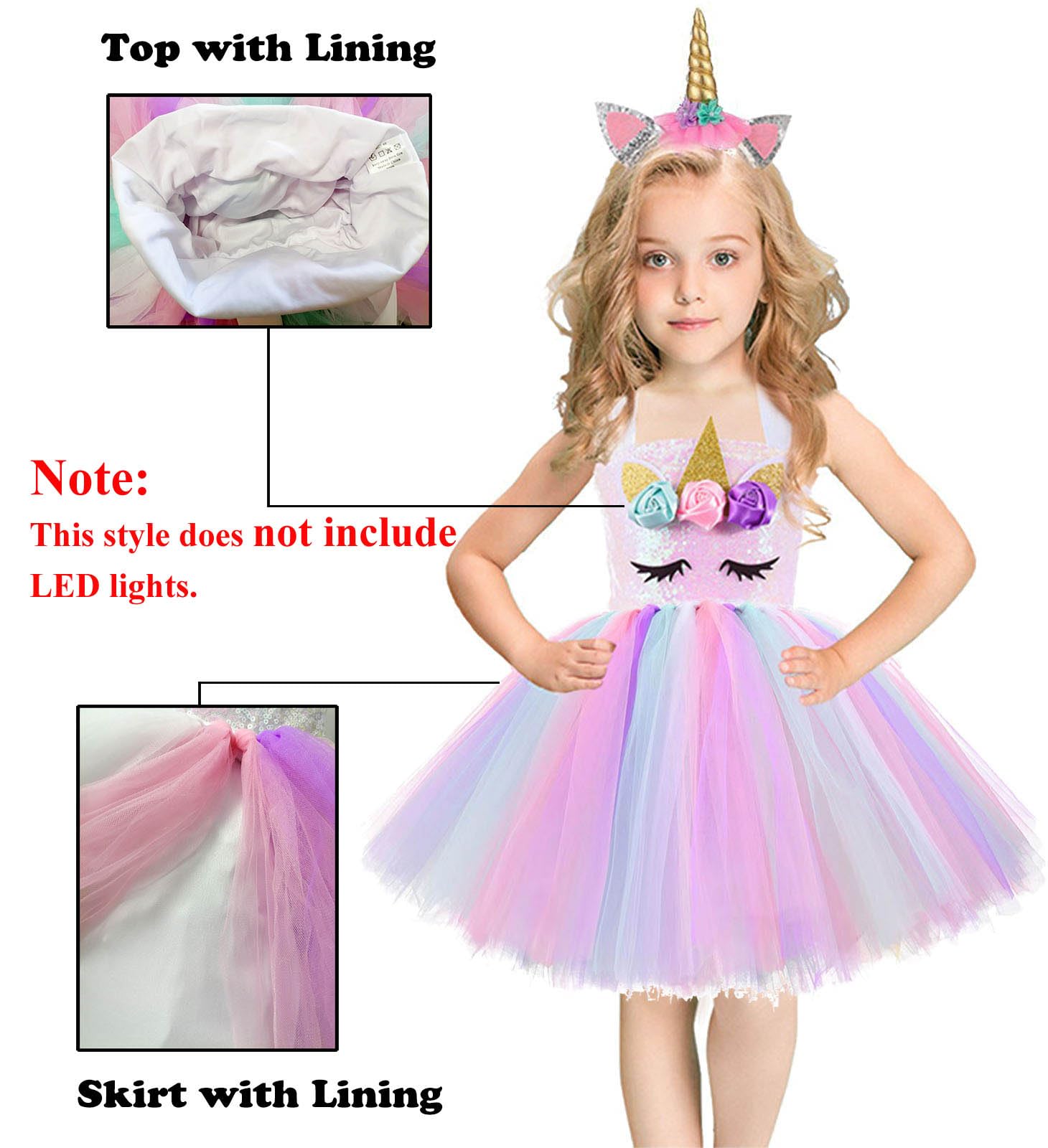 ZeroStage Unicorn Birthday Decorations for Girls Halloween Costume Party Outfit Fairy Princess Sequin Tutu Dress with Headband Christmas Gifts Pink 3-4 Year Old