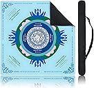 Blue Mahjong Mat for Table, American Mahjong Mat with Printed Rules, 31.5" x 31.5", Anti-Slip, Noise-Reducing Table Cover for Mahjong, Poker, Board Games, Dominoes, and Card Games.