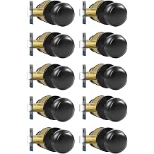 RAZCC Passage Door Knobs, 10 Pack Matte Black Door Knobs with Lock,Hallway and Wardrobe Door Knob Interior Keyless Locksets, Round Door Handles Reversible for Left Right Handed Doors