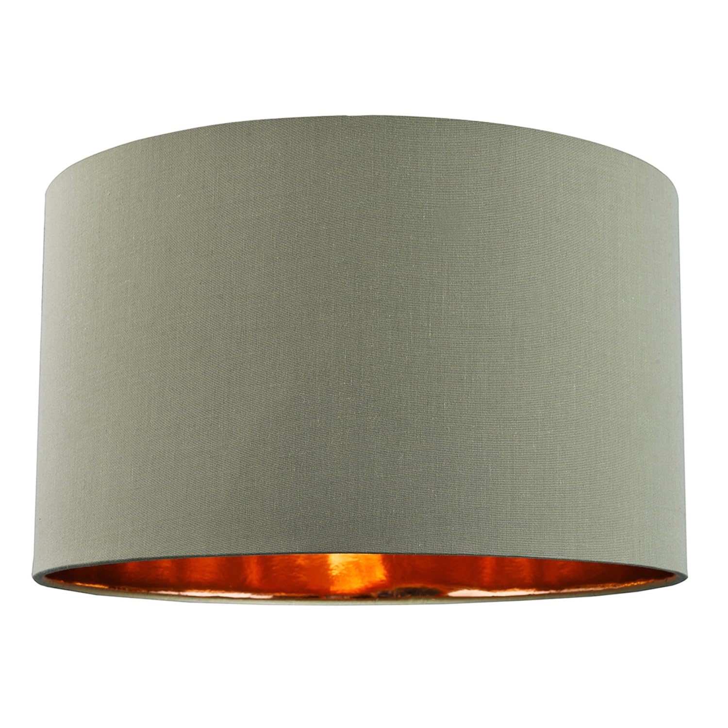 Contemporary and Chic Olive Green Cotton 20" Floor or Pendant Large Circular Drum Lamp Shade with Shiny Copper Inner | 50cm x 30cm by Happy Homewares
