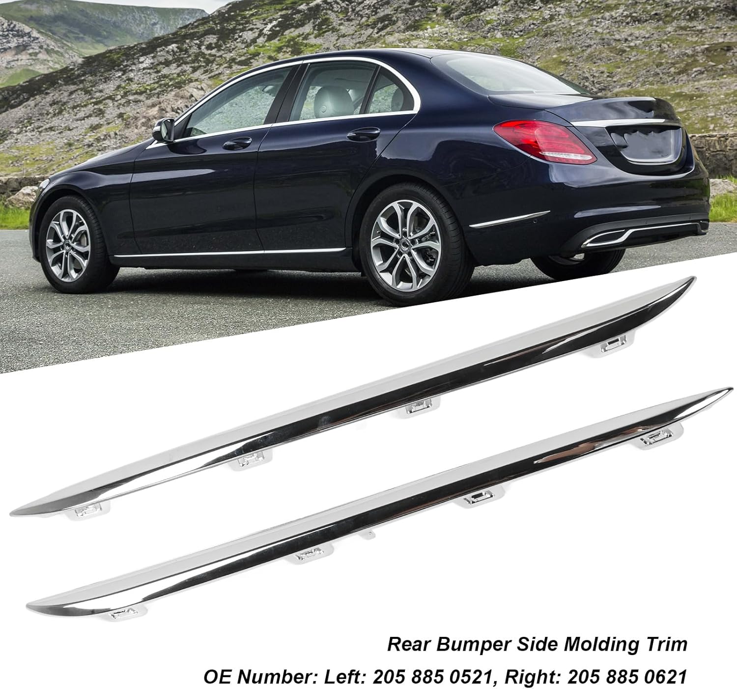 2Pcs Rear Bumper Side Molding Trim, Rear Side Bumper Trim Cover Molding, Stylish Rear Bumper Side Cover with Snap for Automotive