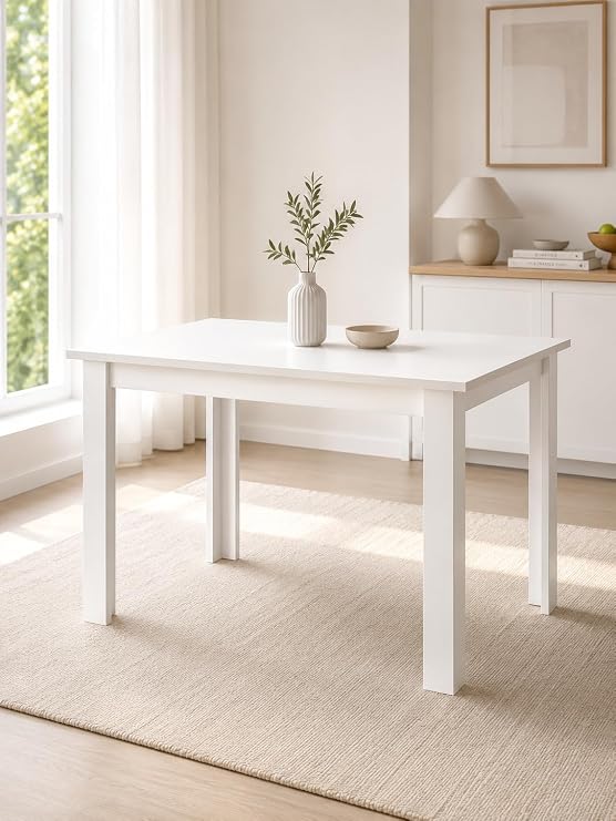 Namur 4 Kişilik Masa Çalışma Balkon Yemek Mutfak Masası, Beyaz - Beyaz