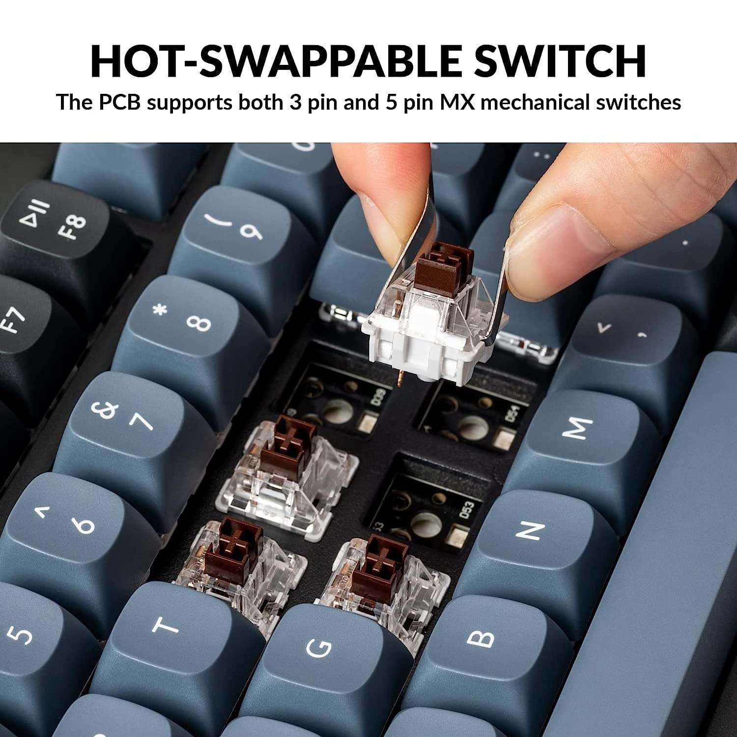 Keychron V6 Cablede Teclado Mecánico Personalizado con Perilla, Full-Size QMK/Via Macros Programable, Hot-swappable Keychron K Pro Brown Switch para Mac Windows, Frosted Black (ES Layout)