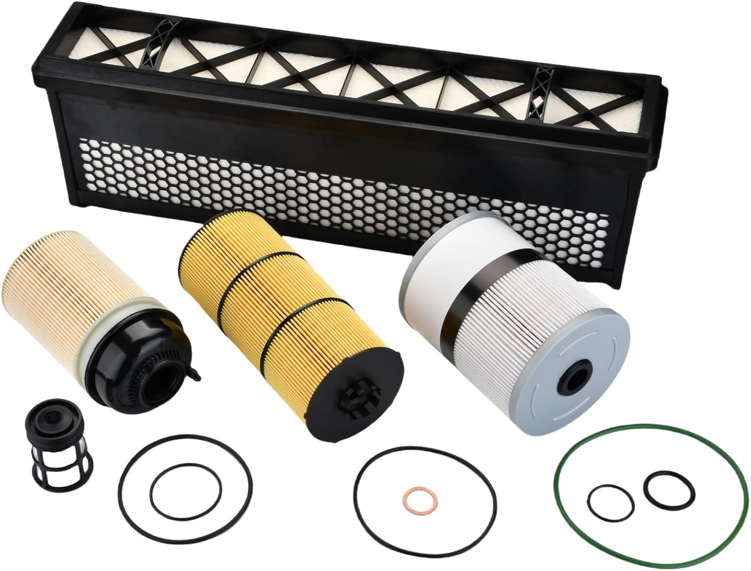 Fit for Freightliner Cascadia DD Series DD13 DD15 DD16 engines Oil Filter, Air Filter, Fuel Water Separator and Fuel Filter Element Kit,Replace AF27879 PF9908 FS19915 P551005