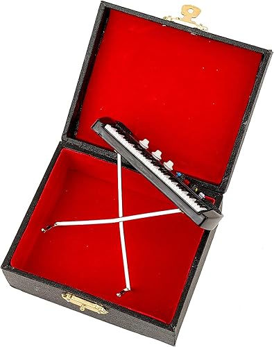 Miniatura 3 de Dselvgvu Órgano electrónico en miniatura con funda, mini instrumento musical, réplica de teclado eléctrico, figuras coleccionables, accesorios de