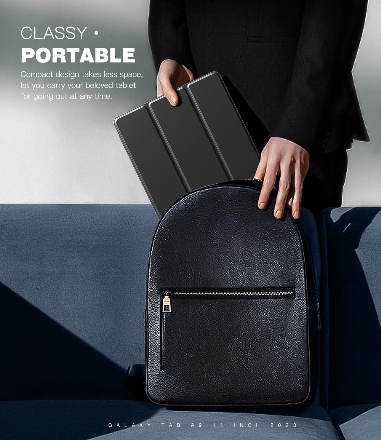 TiMOVO Custodia Samsung Galaxy Tab A11+ Plus/A9+ Plus 11 Pollici 2025/2023, Leggera Sottile Cover Rigida Auto Sveglia Sonno, Nero