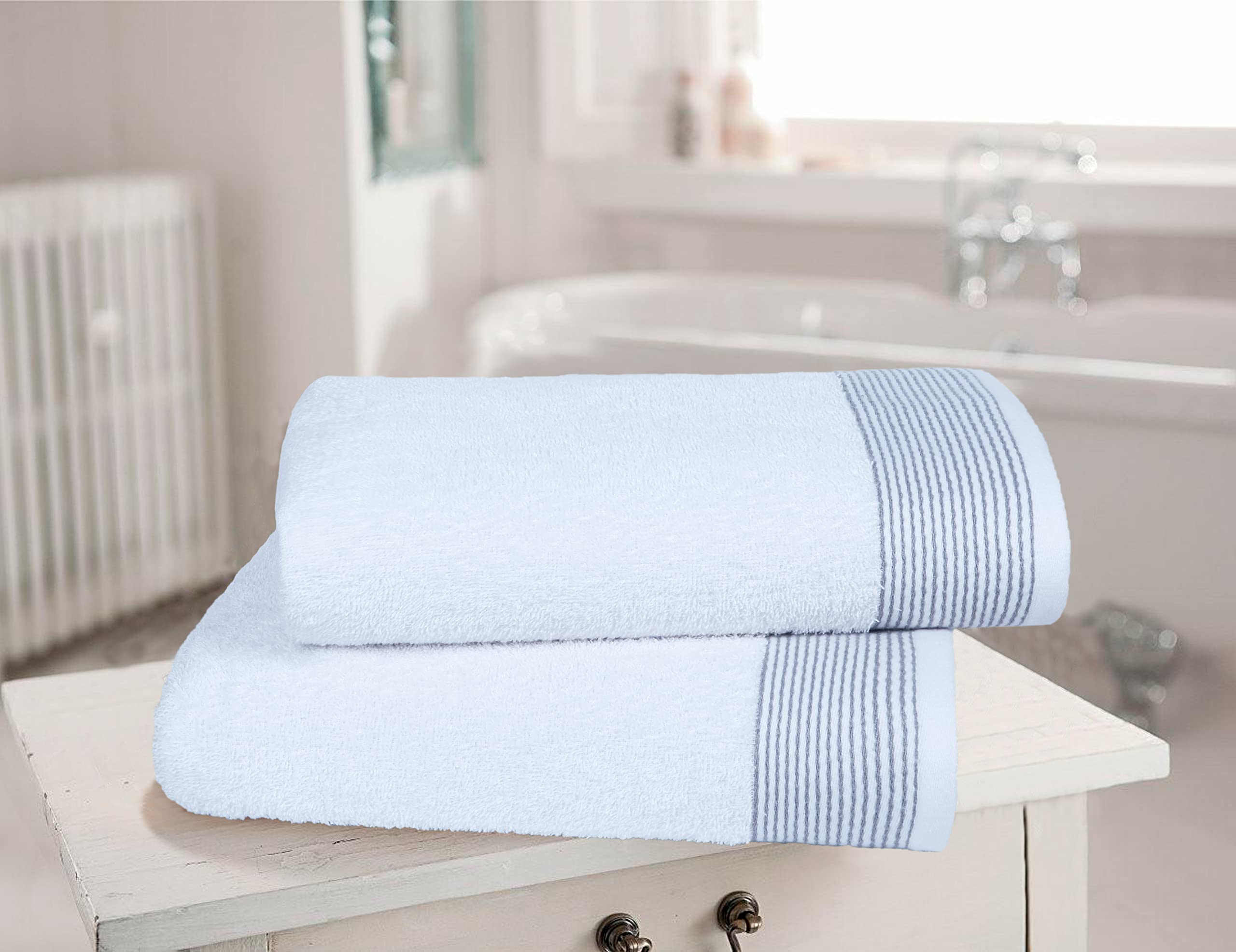 GLAMBURG Set Di 2 Teli Da Bagno Oversize In Puro Cotone – 70x140 Cm – Assorbenti E Ad Asciugatura Rapida – Colore Giada