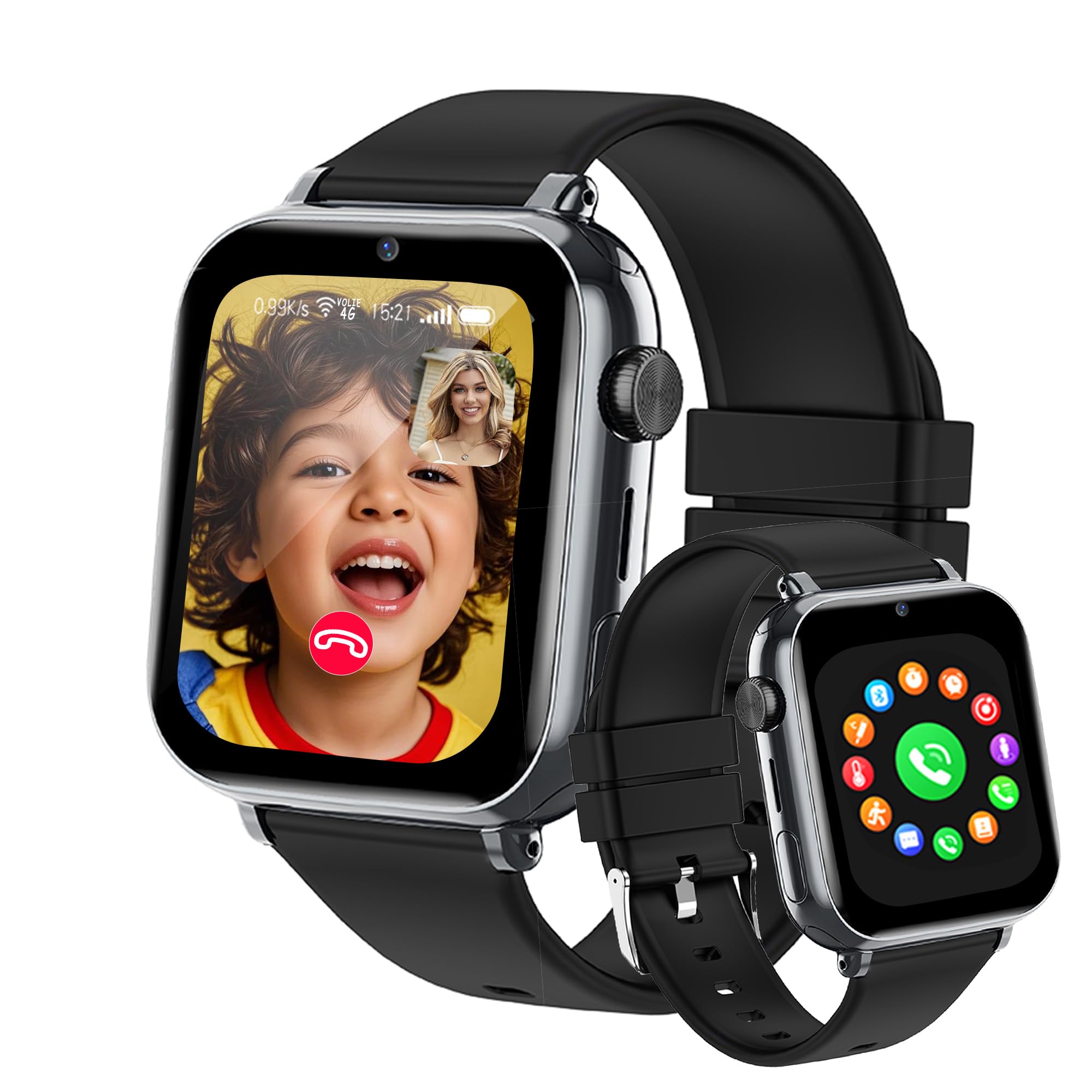4G Child Smart Watch, Smartwatch Children GPS and Calls, Video/Voice Chat, SOS, Pedometer, Class Mode, Alarm Clock, Games, Calendar, IP68 GPS Watch Children Christmas Birthday Gift 4-15 Years