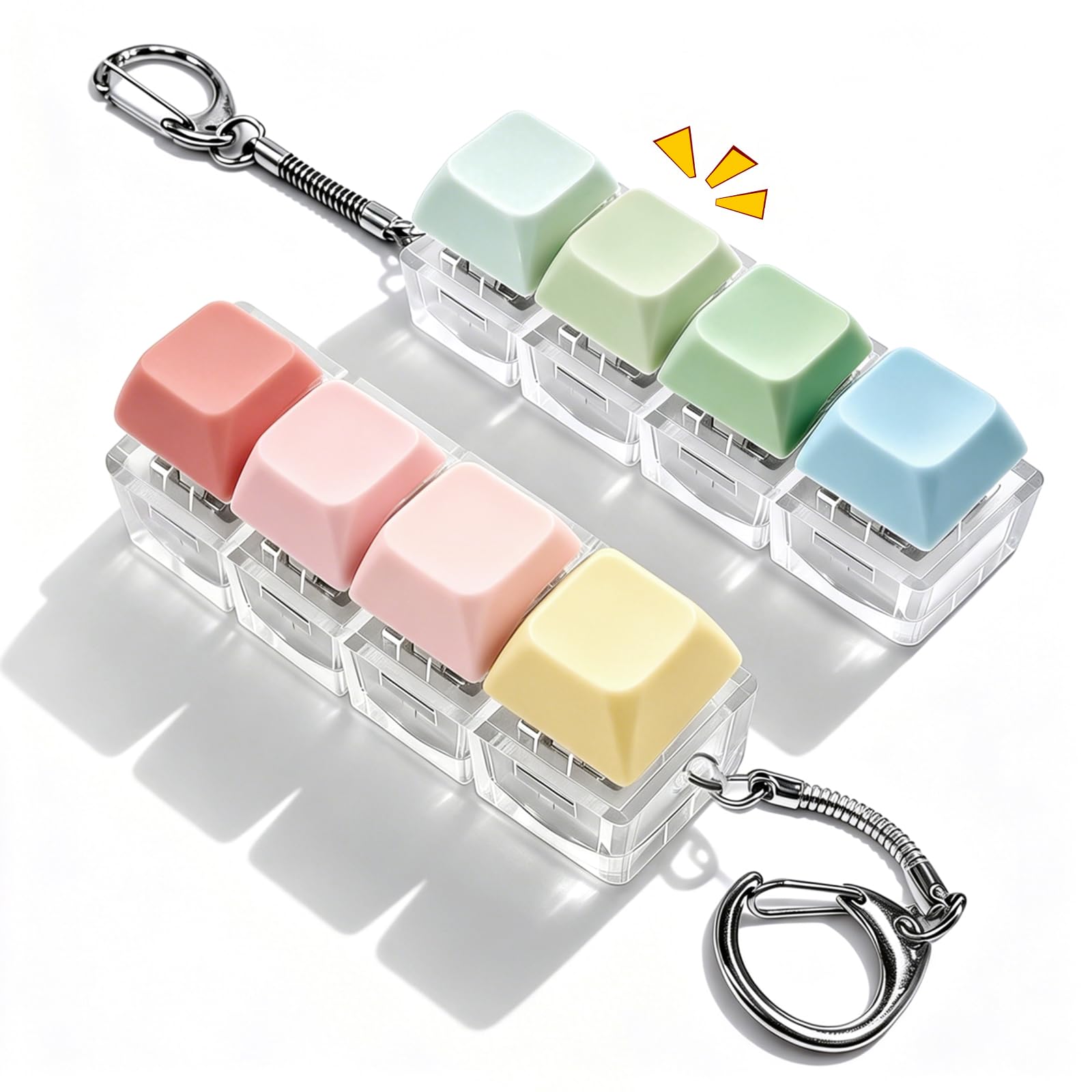 Quelcc 2 Pcs Keyboard Fidget Toy, 4-Button Fidget Toys, Stress Relief Fidget Toys Adults, Funny Fidget Keyboard, Keyboard Clicker Fidget Toy, Fidget Keyring, Fidget Clicker, Clicky Keyboard Fidget Toy