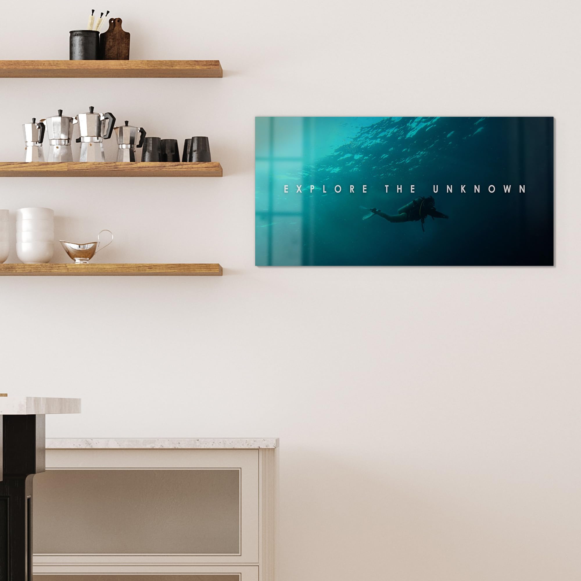 Szklana tablica magnetyczna | wymiary 100 x 50 cm | motyw "Nieznane odkrycie" | Tablica magnetyczna z magnesami, długopisem i chusteczką do kuchni i biura | Tablica magnetyczna i do pisania