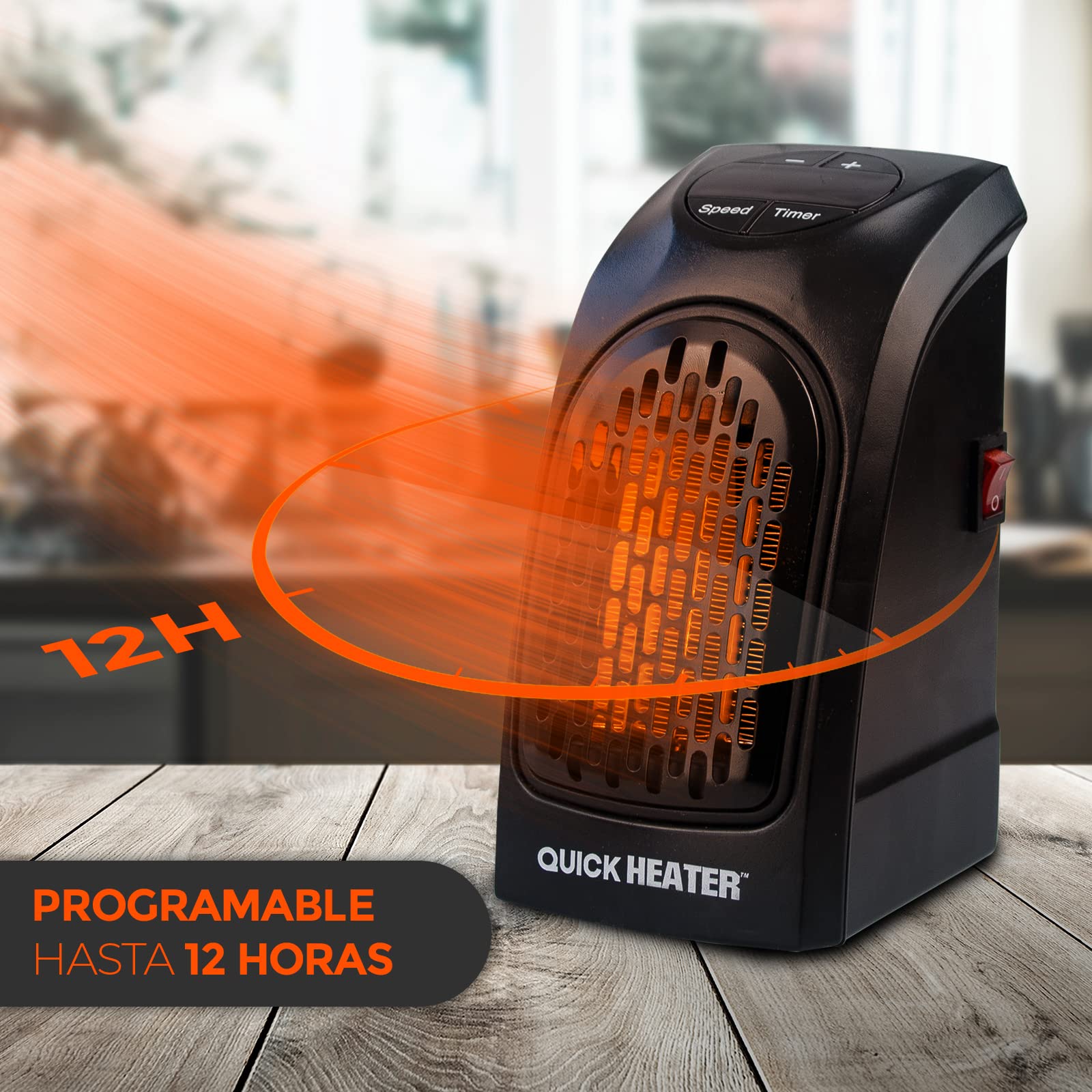 Mini radiatore elettrico piccolo | Riscaldatore basso consumo | Potenza 400 W | Programmabile fino a 12 ore | Temperatura regolabile