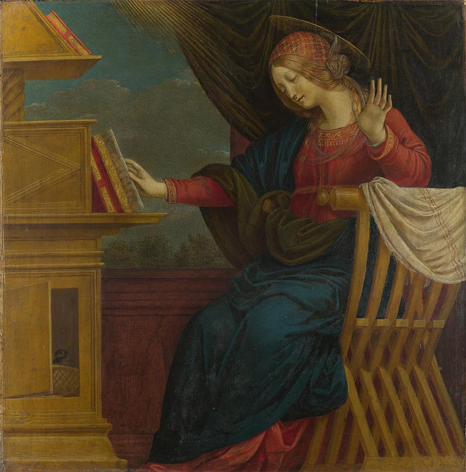 Posteriik No Frame Famous Modern Artwork Art Mural The Virgin Mary From An Altarpiece The Annunciation By Famous Artist Oil Paintings Pictures For Home Decor 60X90cm