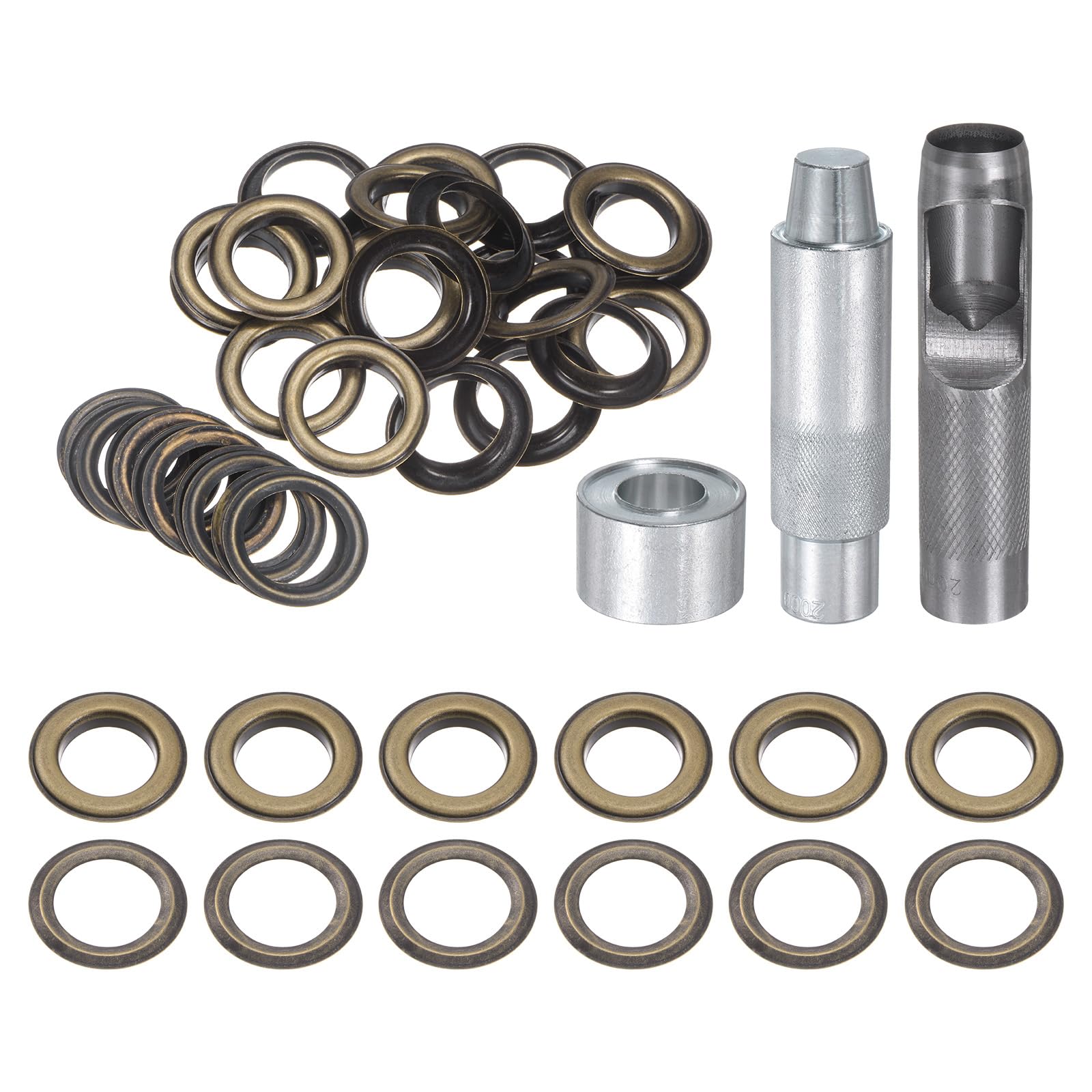 QUARKZMAN Kit de Herramientas de Ojales de Cobre de 20 mm con Punzón Hueco, Herramientas de Instalación de Ojales para Ropa, Cuero, Tela, Cinturones, Bronce