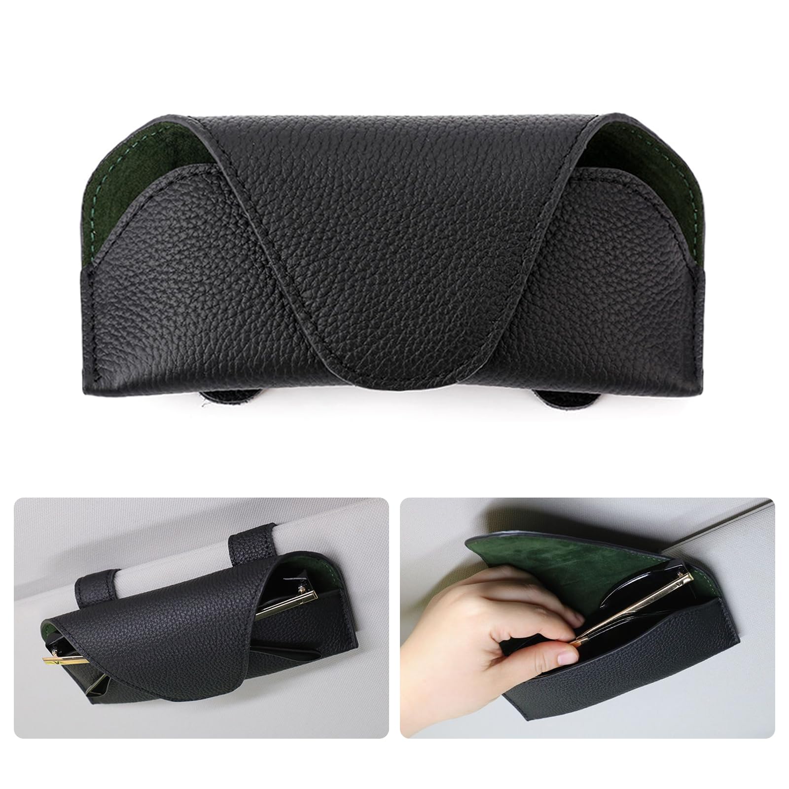 Zonnebrillenhouder Voor In De Auto 2 Pack Magnetische Leren Zonneklepbrillenhouder Autobrillenhouder Autozonneklepaccessoire Zwart 2285433540