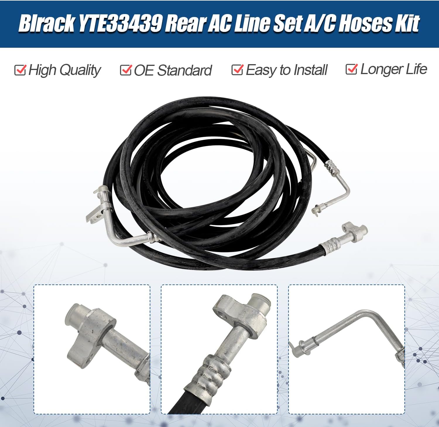 YTE33439 Rear Air Conditioning Hoses AC Line Set Fit for Chevy Tahoe, Yukon, Escalade 2007-2014 (For Short Wheelbase SUV）