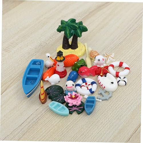 Miniatura 6 de ifundom 84 piezas de ornamento de resina oceánica para niños, mini decoración de jardín, juguetes de puerta, decoración al aire libre, decoración de