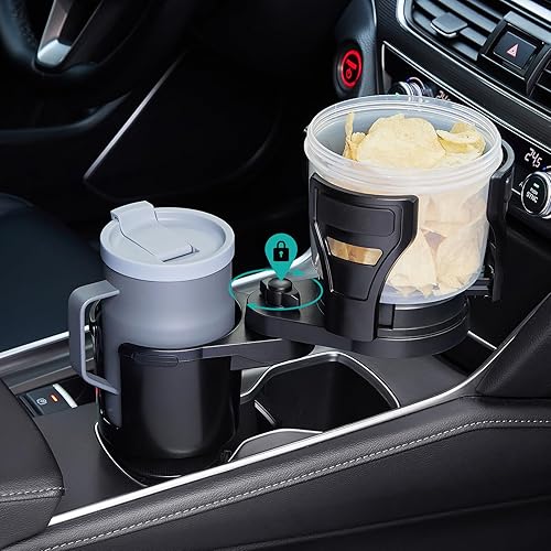 Miniatura 8 de Paquete de 2 expansores de portavasos para automóvil, extensor de portavasos 2 en 1 con función de rotación y bloqueo de 360, taza de automóvil