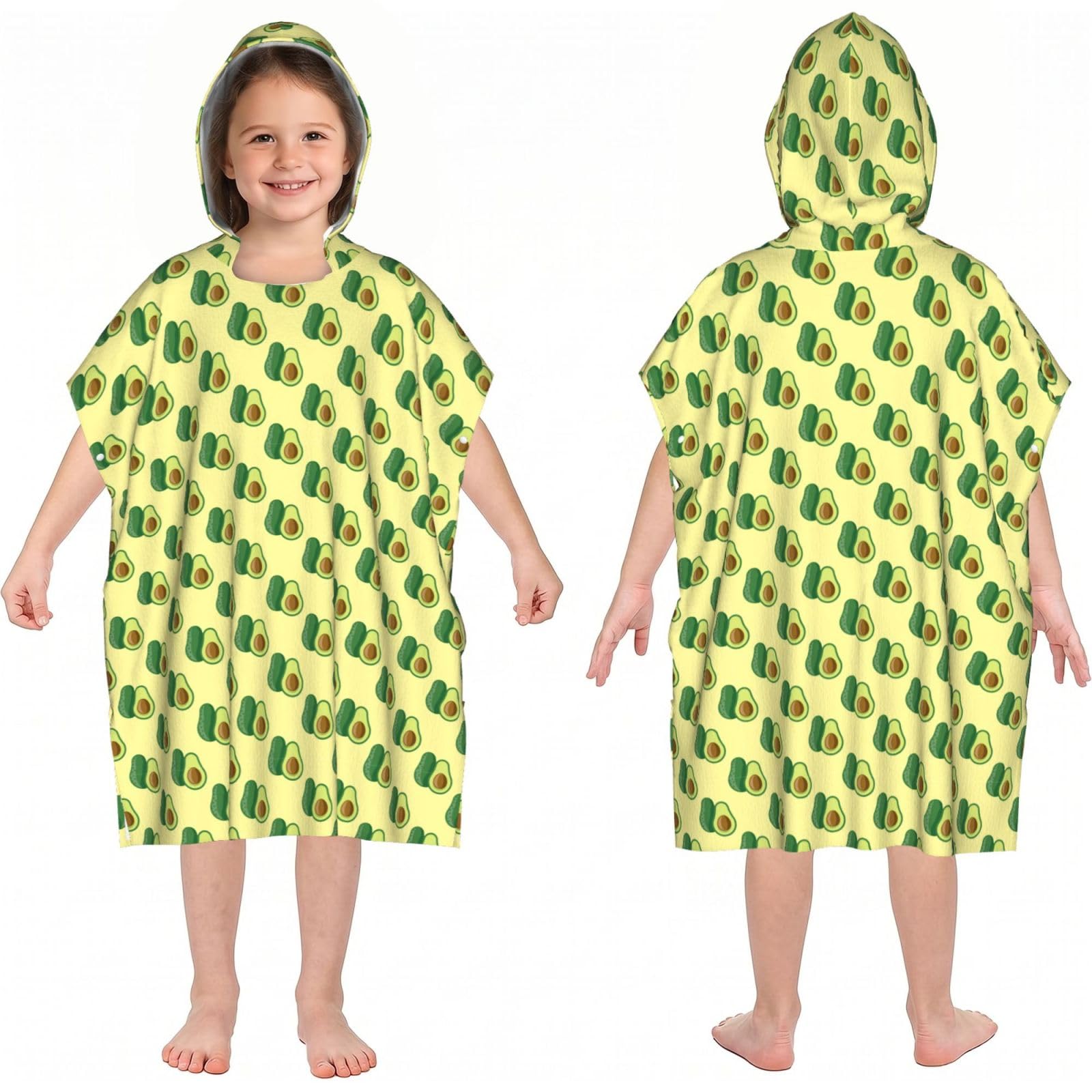 Noble Ren Fresh Cartoon Avocado Hooded Kids Beach Towels Girls Boys Swimming Coverings Towels Bath Towels, Bathrobes, And Ponchos Absorb Water Quickly And Dry Well