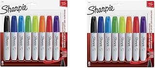 Sharpie 38250PP Permanent Markers, Chisel Tip, Assorted Colors, 8-Count, 16 Markers